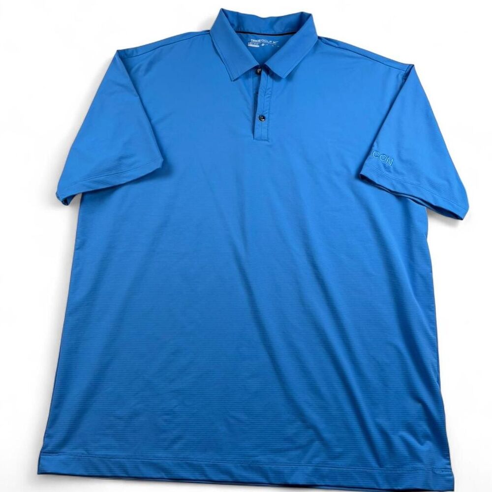 Nike Golf Polo Shirt Men’s XL Blue Dri-Fit Athletic Performance AMCON Logo